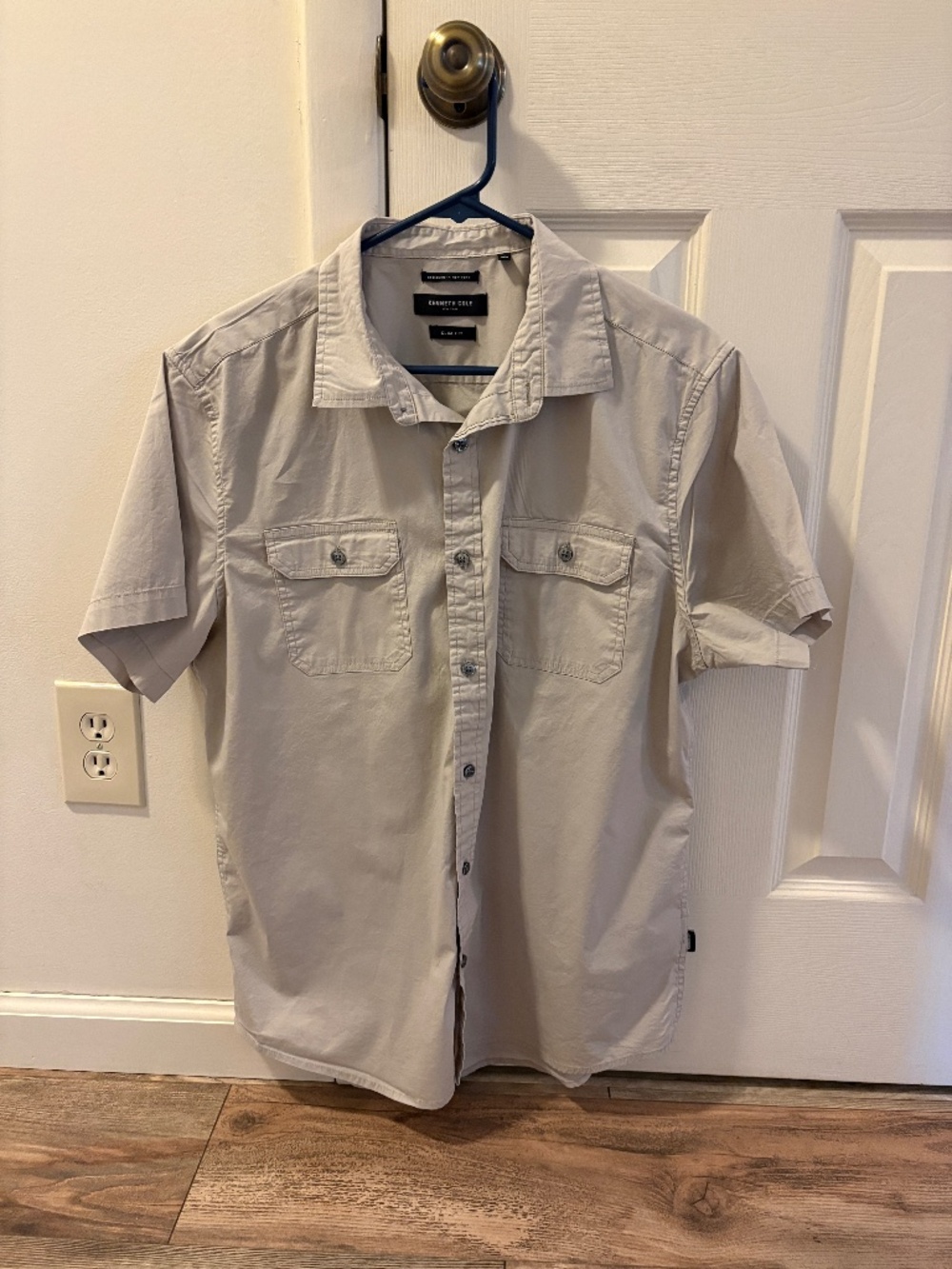 Men's Tan Kenneth Cole XL Casual Short Sleeve Shirt